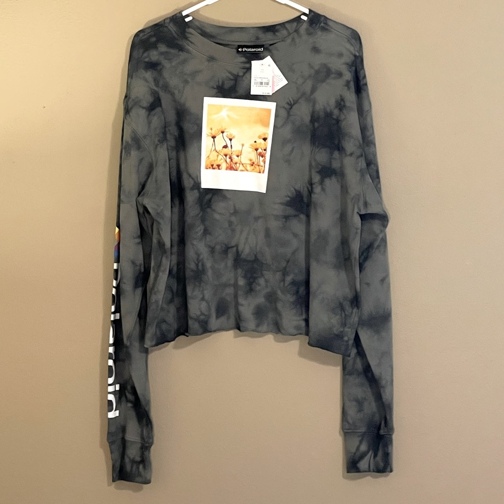 Polaroid Cropped Hoodie Tie Dyed XXL